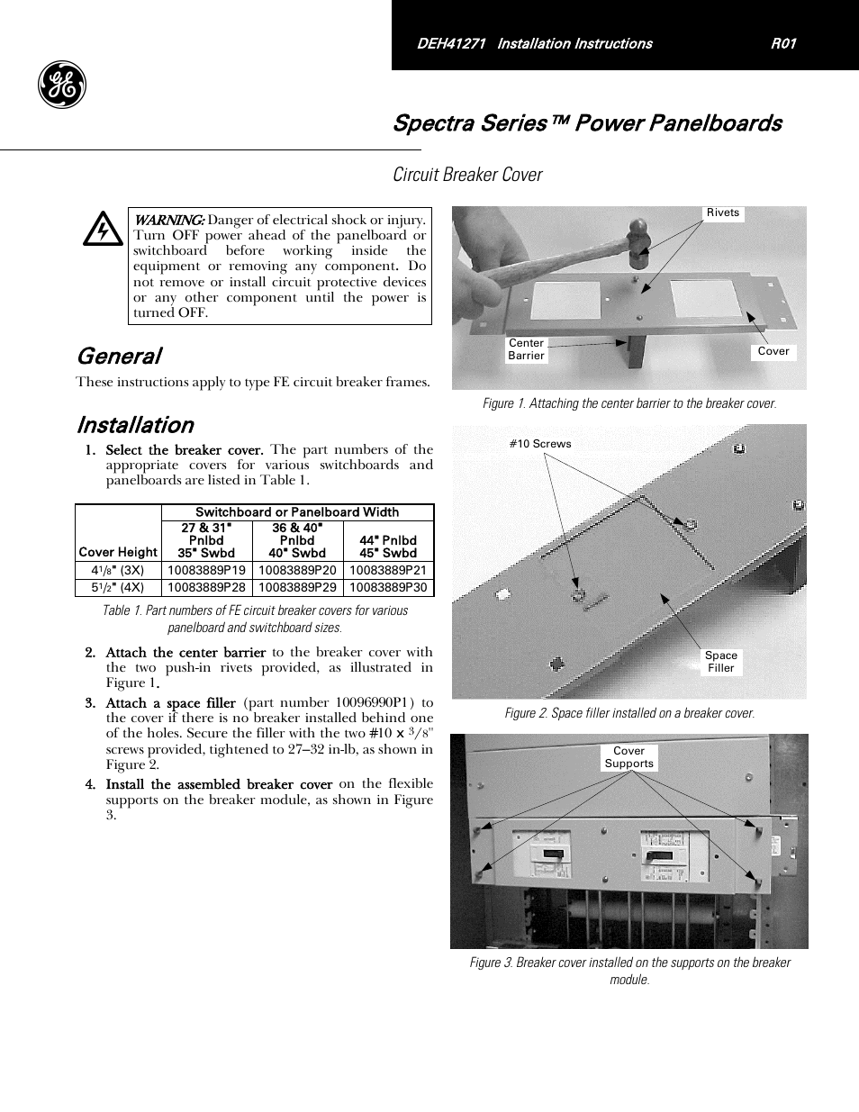 Spectra Power Panelboard: Record Plus FE Breaker Cover Kit