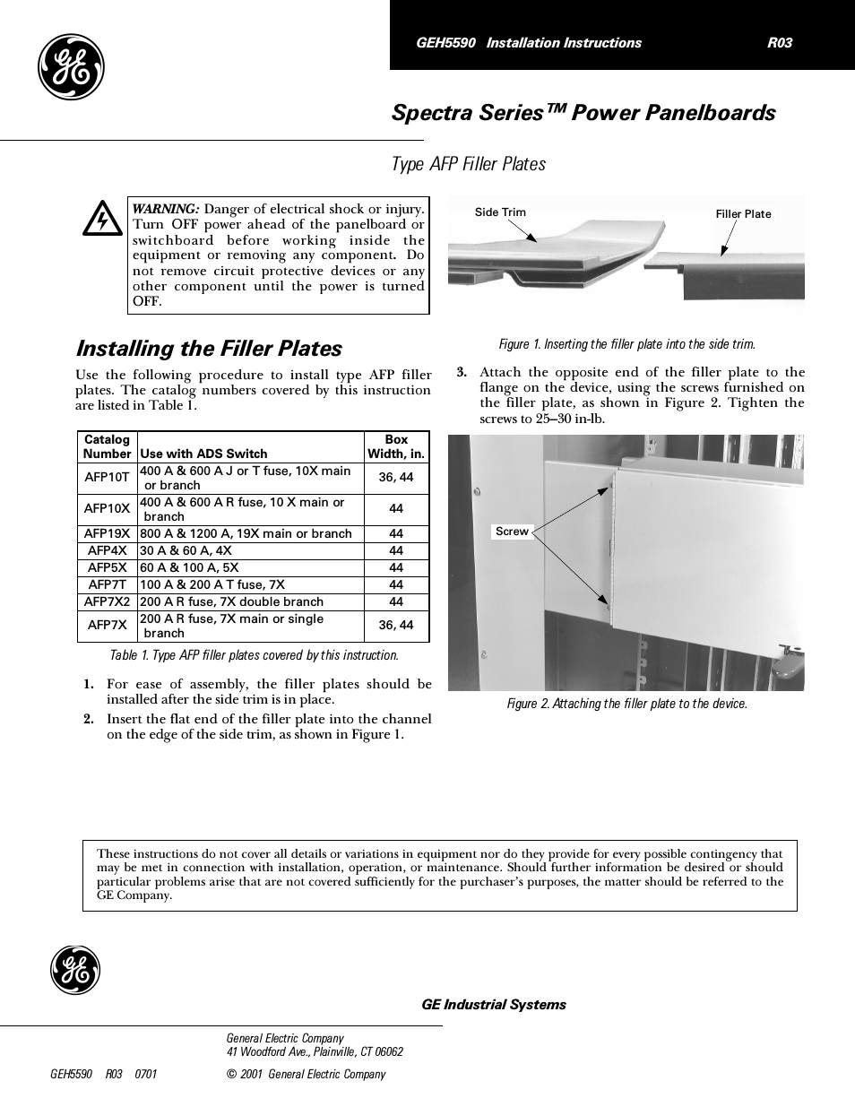 Spectra Series Power Panelboards AFP Filler Plates