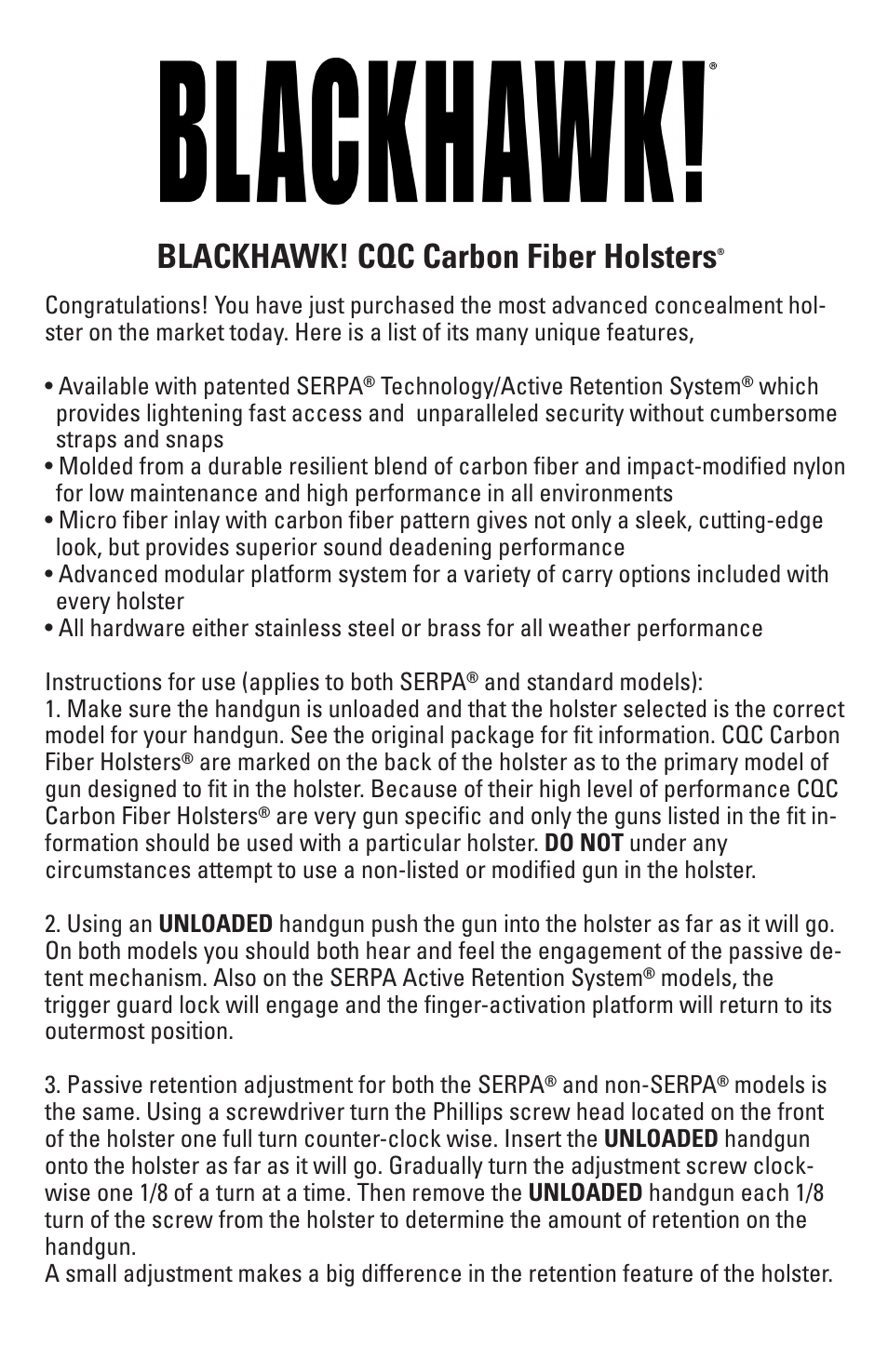 CQC Carbon Fiber Holsters