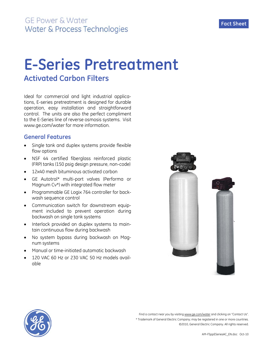 E-Series Pretreatment - Activated Carbon Filters