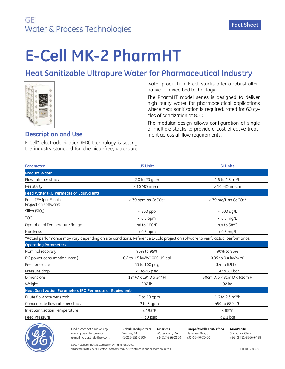 Electrodeionization (EDI) - E-Cell MK-2PharmHT