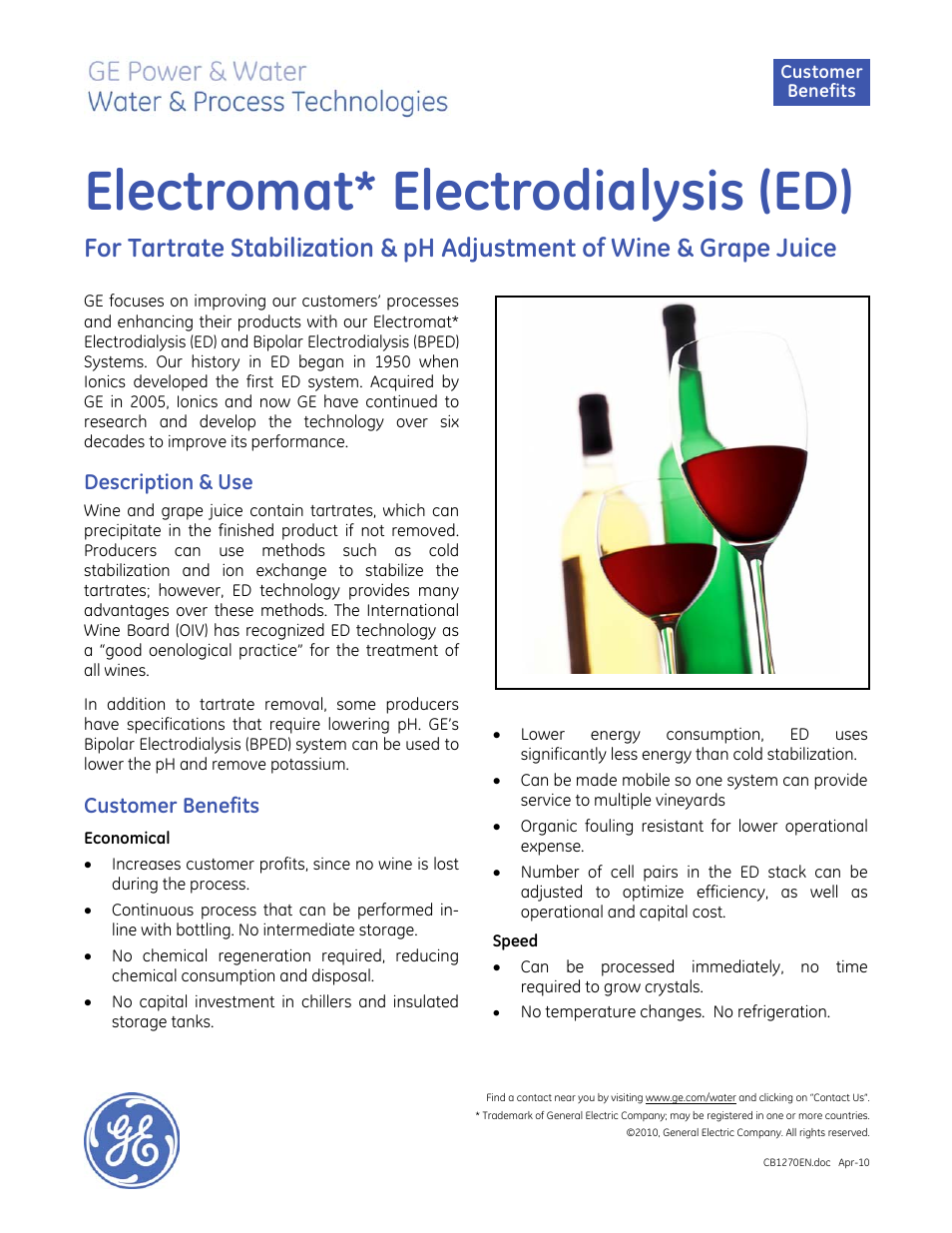 Electrodialysis (ED) for Tartrate Stabilization & pH Adjustment of Wine & Grape Juice