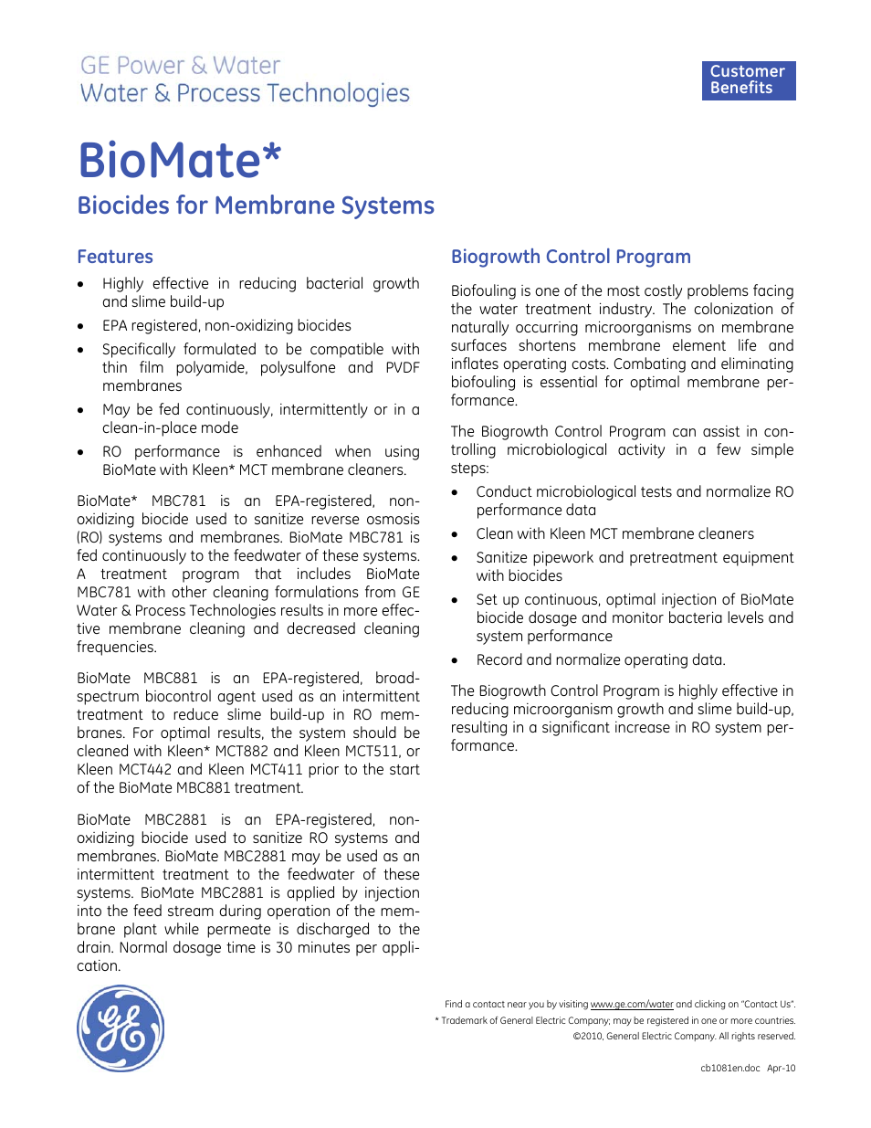 Membrane Chemicals - BioMate