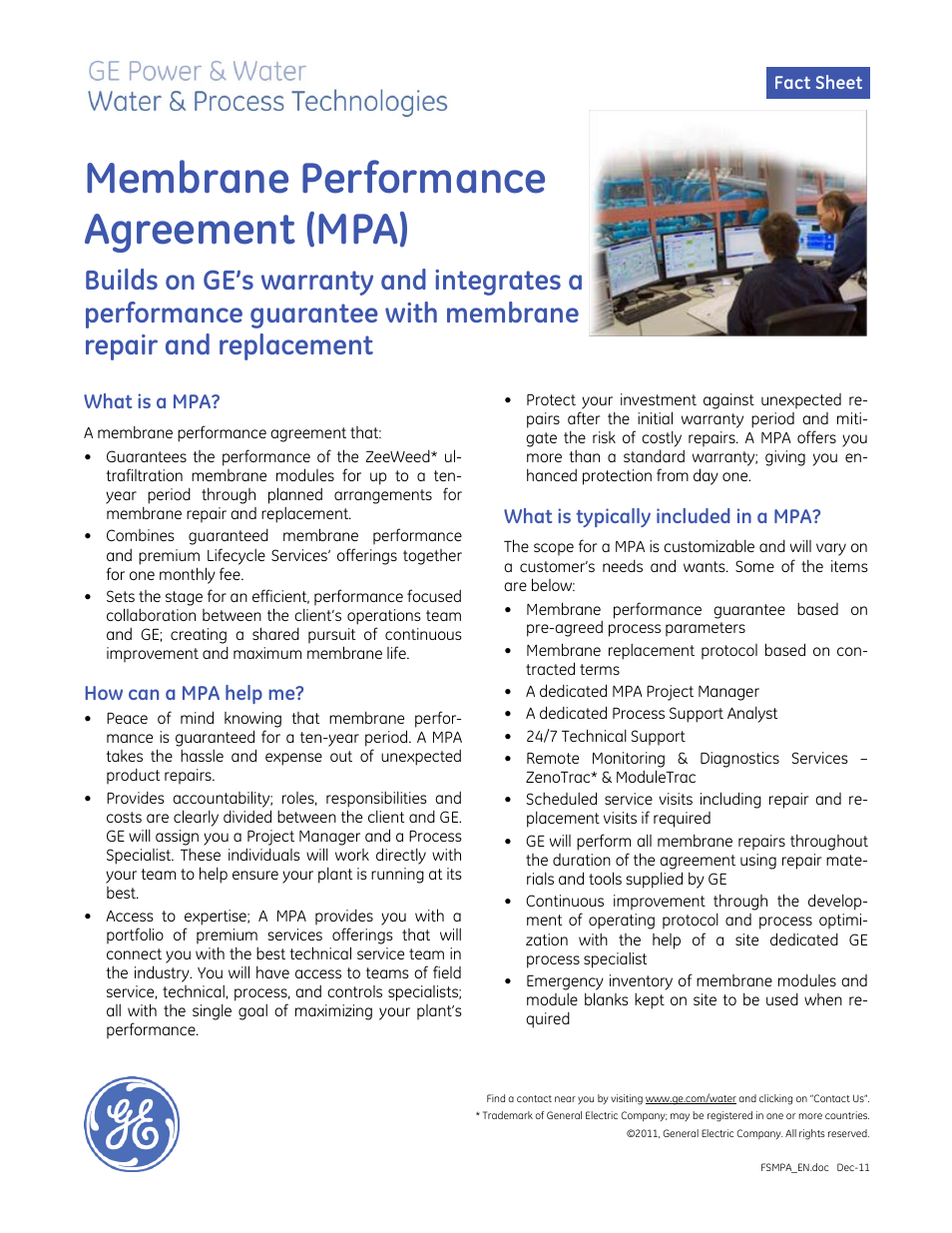 Mobile Water Treatment Systems - Membrane Performance Agreements