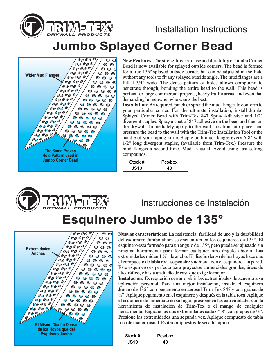 Jumbo Splayed Corner Bead
