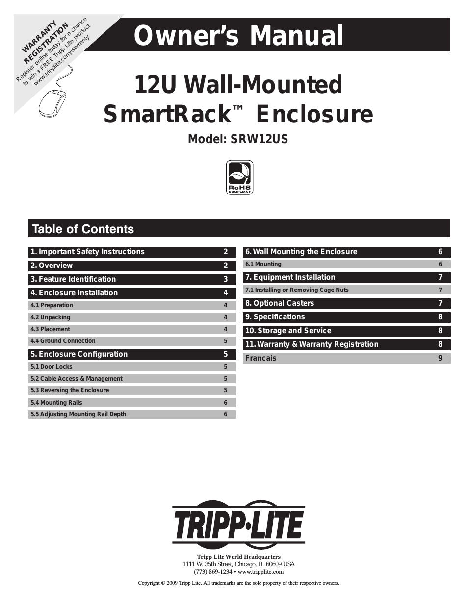 12U Wall-Mounted SmartRack Enclosure SRW12US