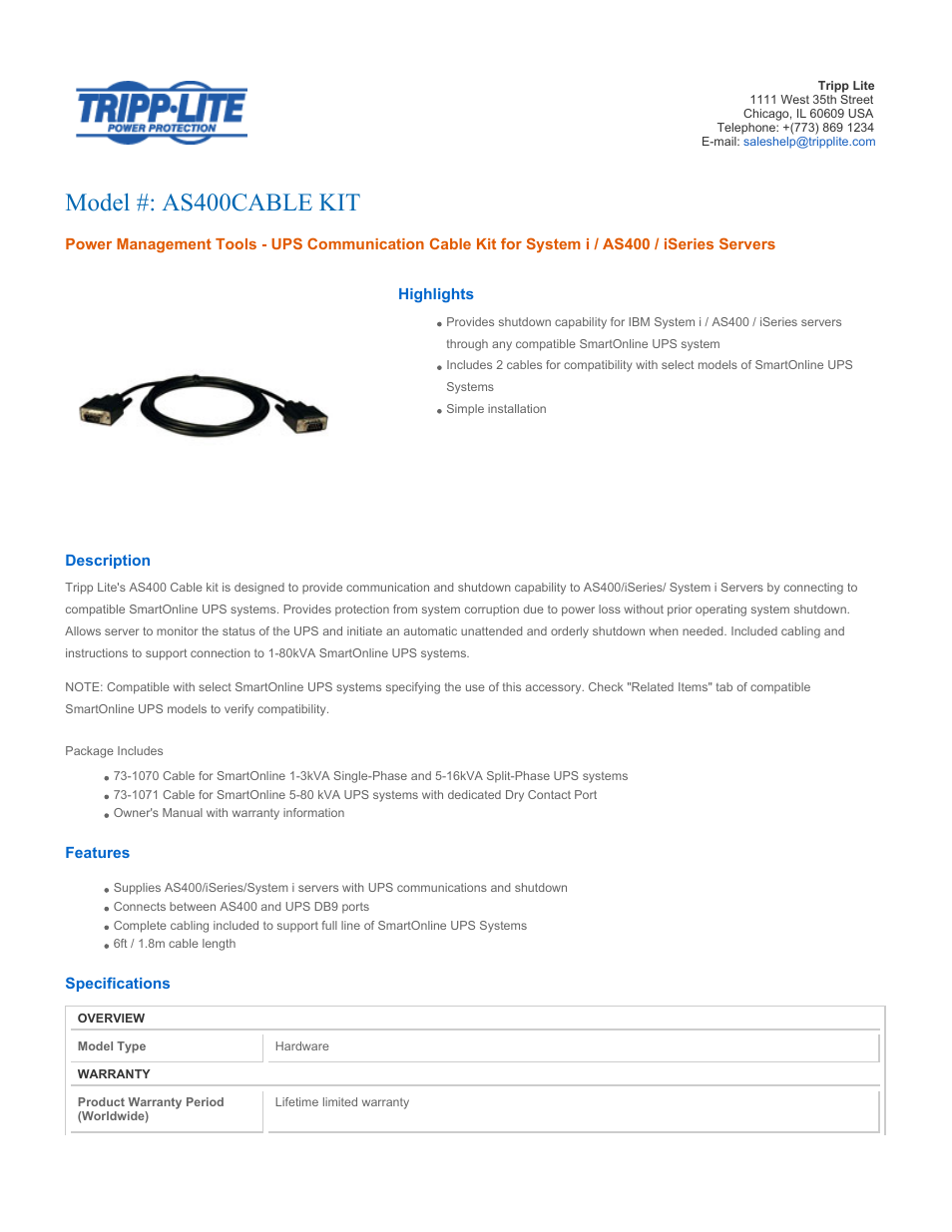 AS400CABLE KIT