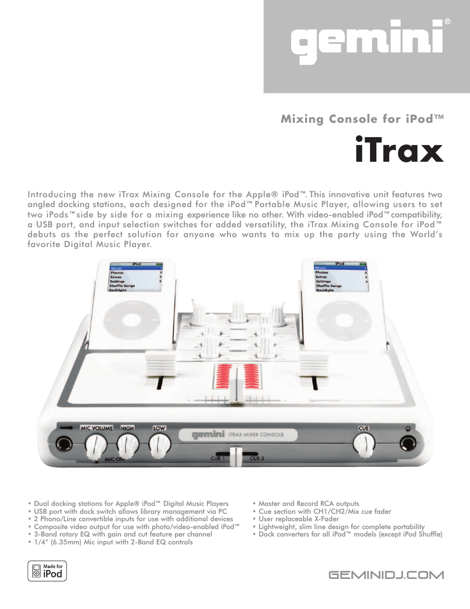 Mixing Console for iPod iTrax