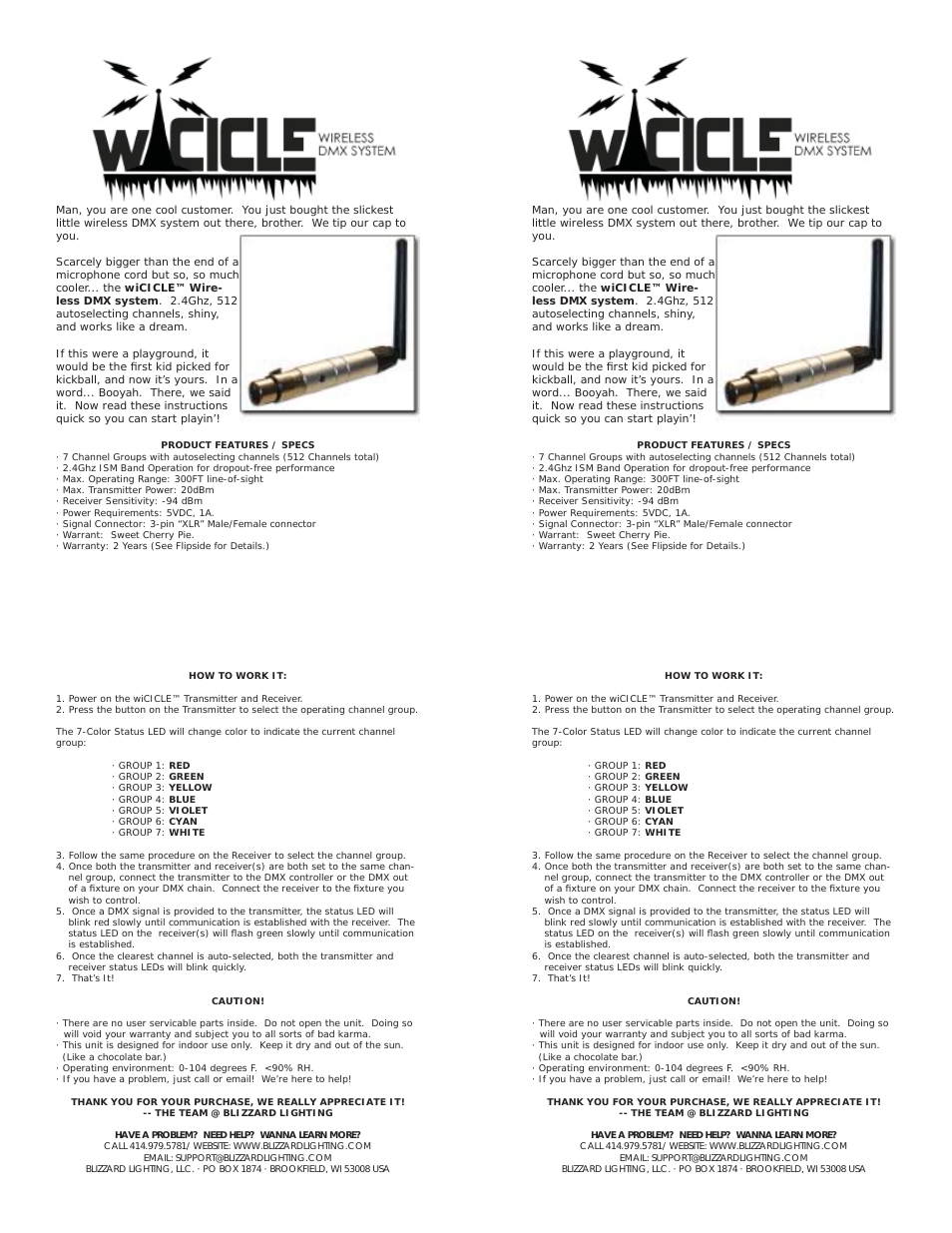 wiCICLE Wireless DMX System