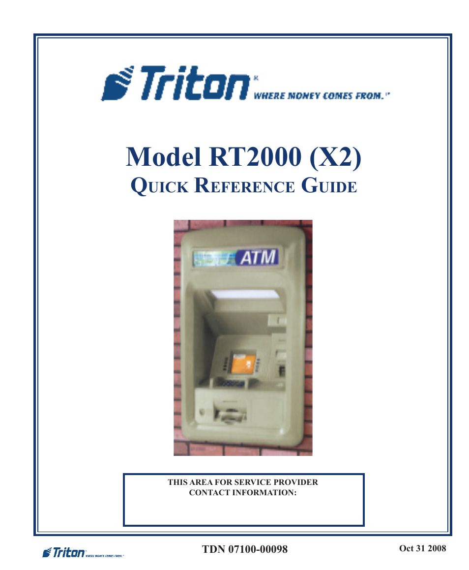 RT2000 X2 Quick Reference Guide