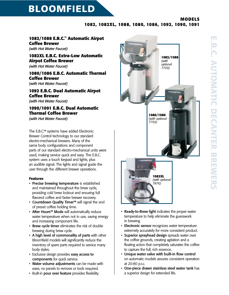 E.B.C. Dual Automatic Thermal Coffee Brewers 1090