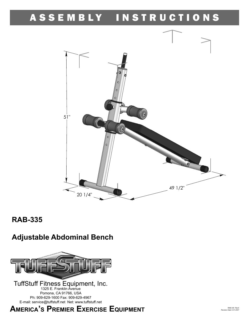 RAB-335 Adjustable Abdominal Bench