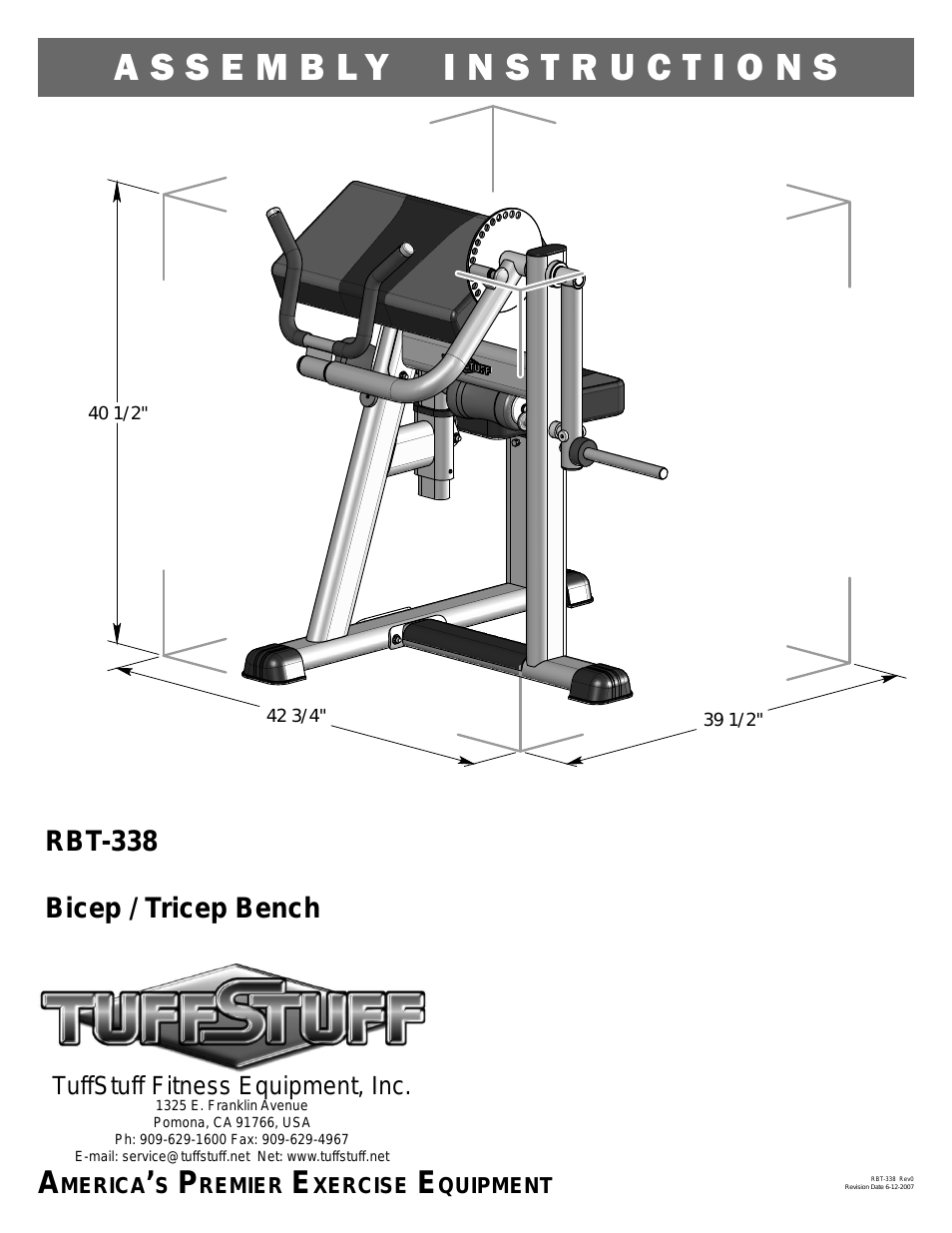 RBT-338 Bicep/Tricep Bench