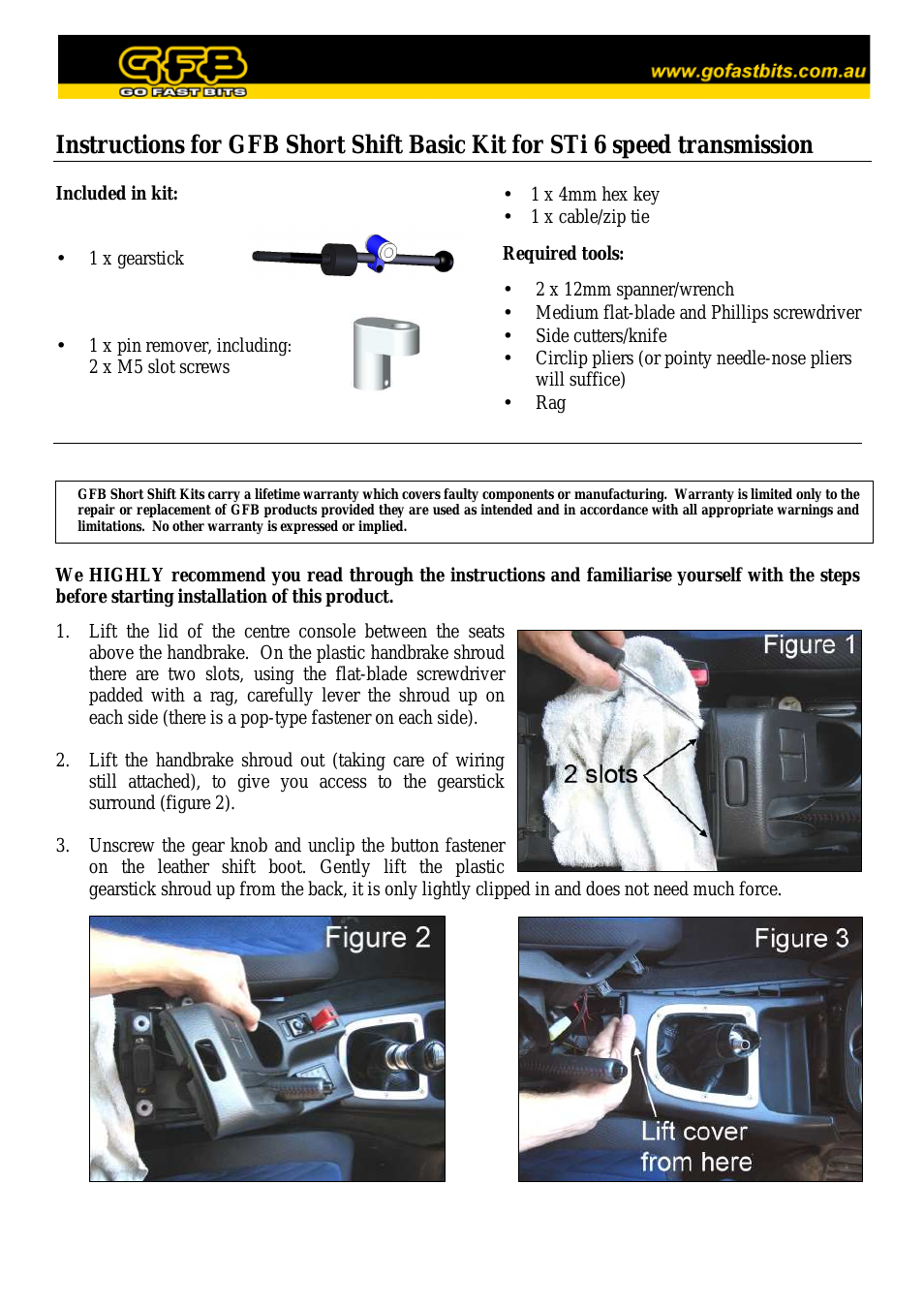 Short Shift Basic Kit for STi 6 speed transmission (part 4003)
