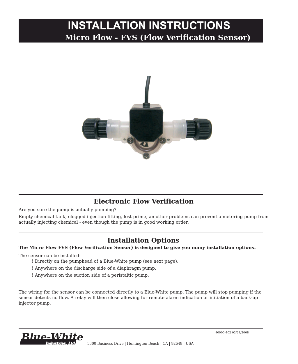 Flow Verification Sensor (FVS)