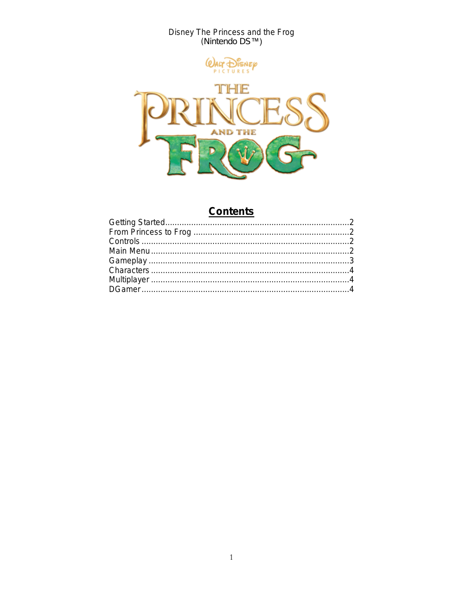 The Princess and the Frog for Nintendo DS