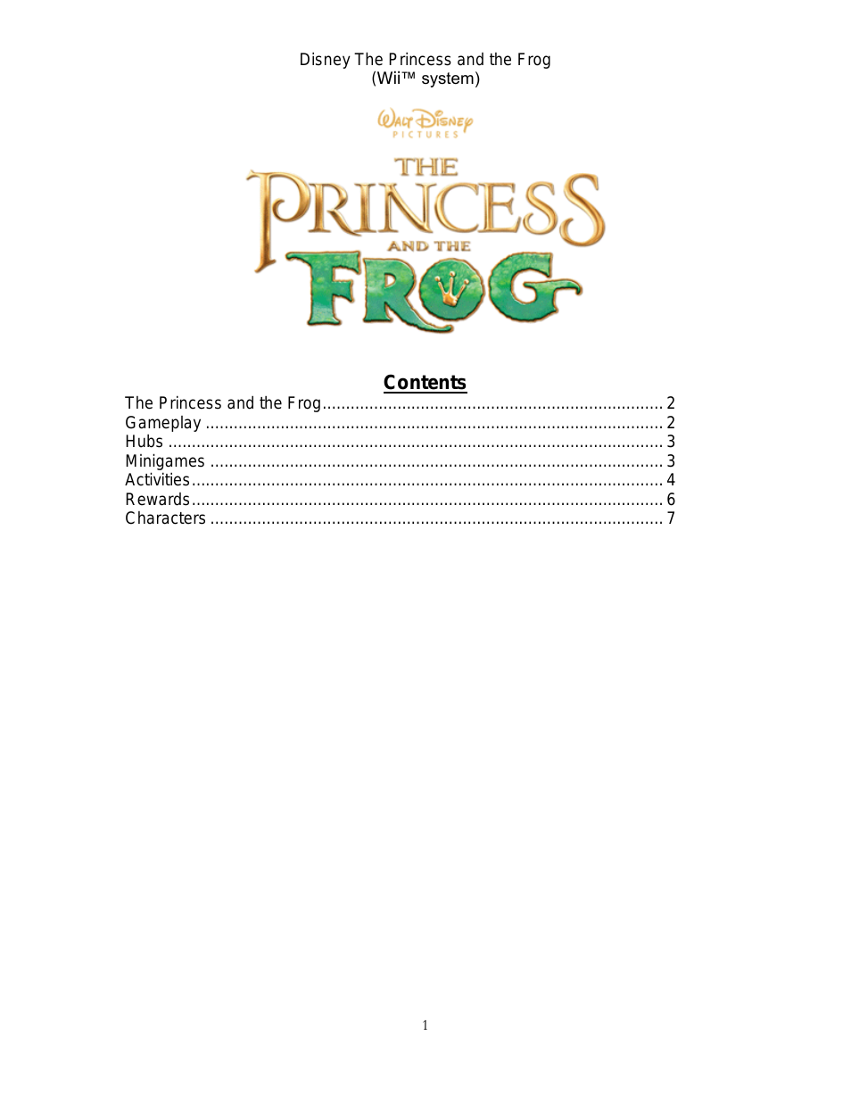 The Princess and the Frog for Wii