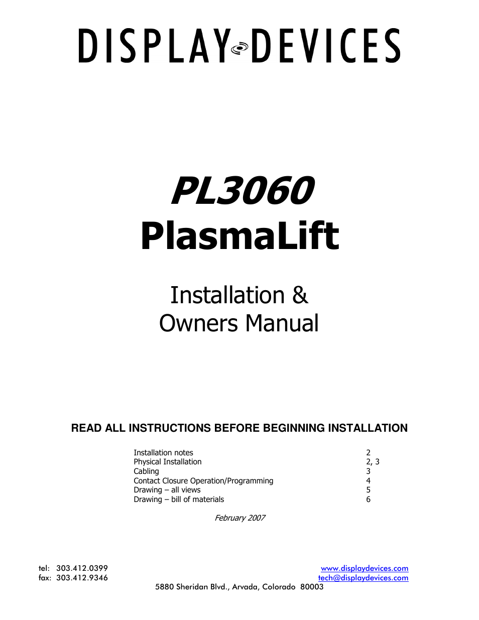 PL-3060 Series Flat Screen Lifts Ceiling