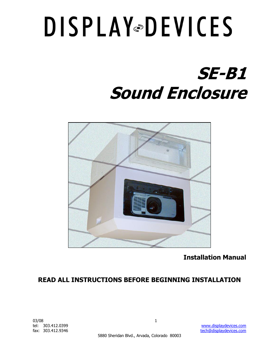 SE-B1 Series Projector Sound Enclosure