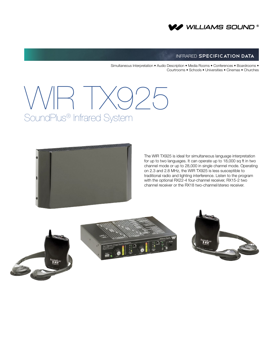 SoundPlus Infrared System WIR TX925