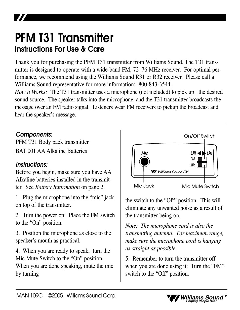 Transmitter PFM T31