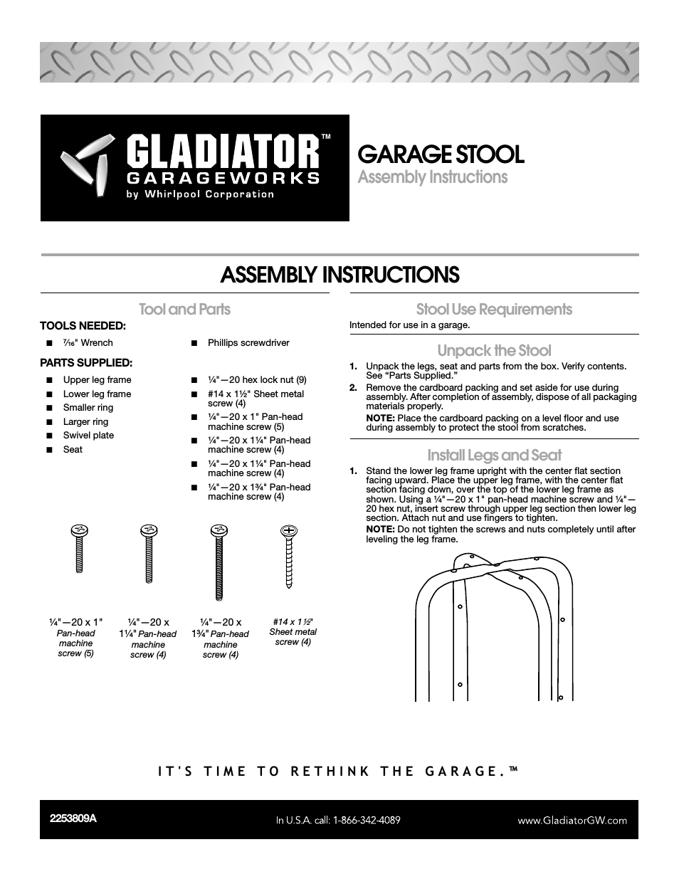 GAAC30STPB Gladiator Stool