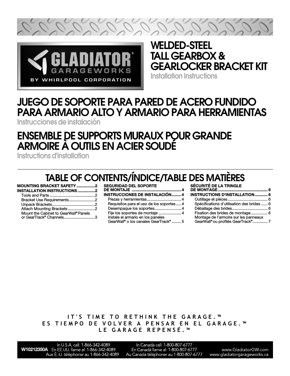 GABK301PRS Wall Bracket Kit for Tall GearBox and GearLocker
