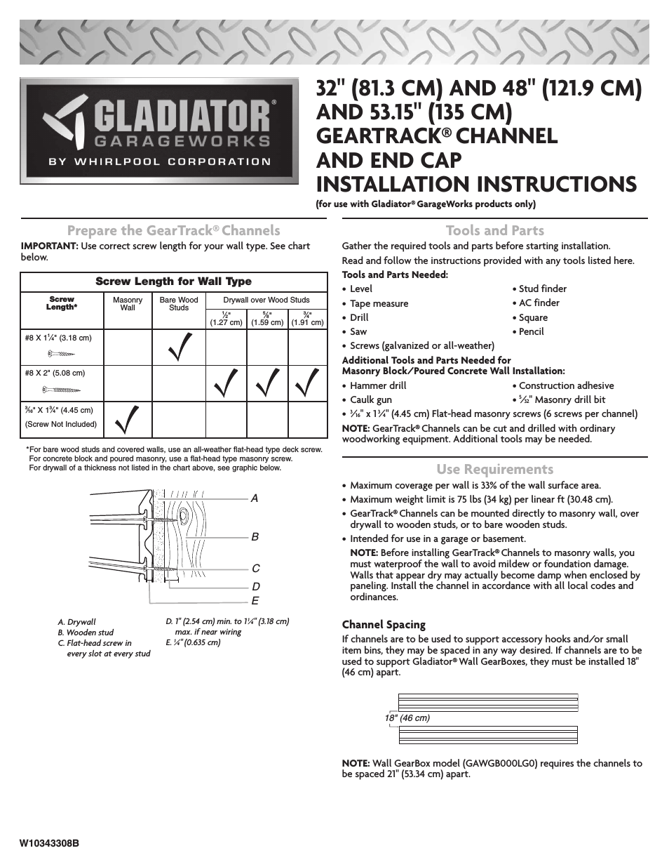 GAWC042PZY GearTrack Channels 4' (2 Pack)