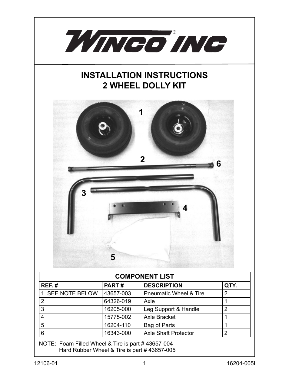 2-Wheel Dolly Kit Assembly Instructions