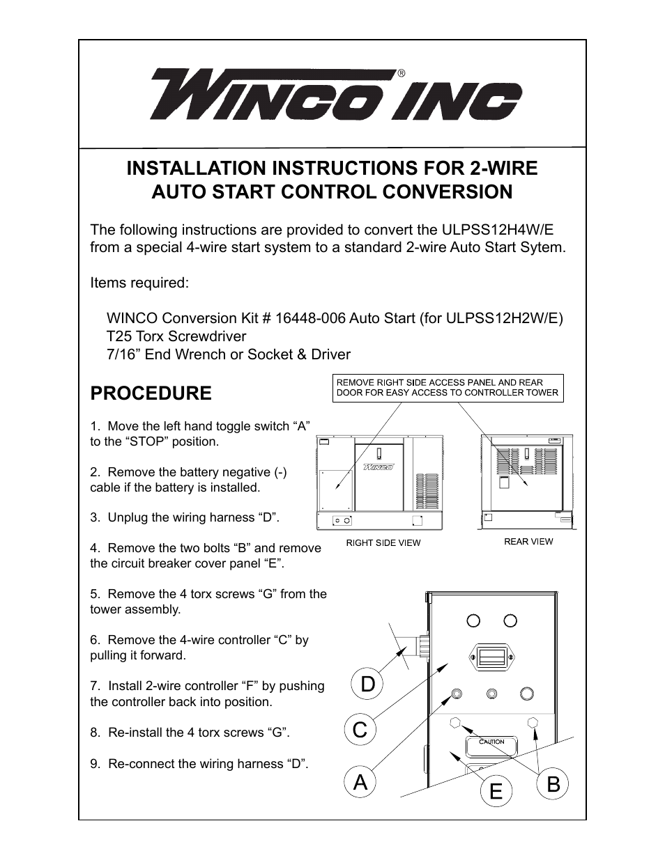 2-Wire Conversion Instructions ULPSS12H2W/E