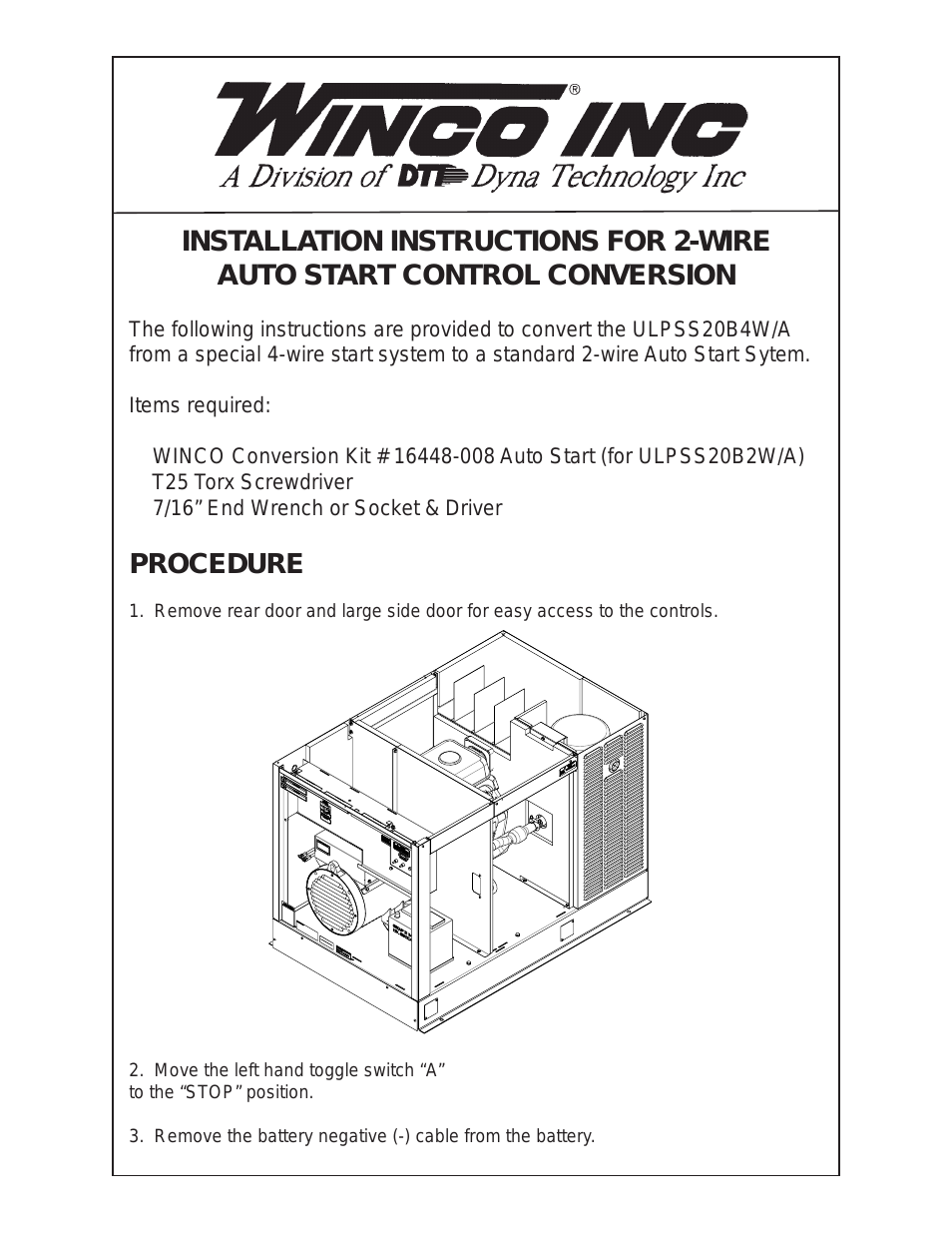 2-Wire Conversion Instructions ULPSS20B2W/A