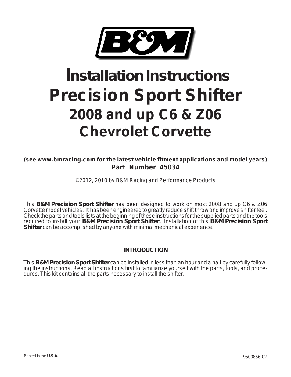 45034 PRECISION SPORT SHIFTER - 08 & UP CORVETTE C6 & Z06