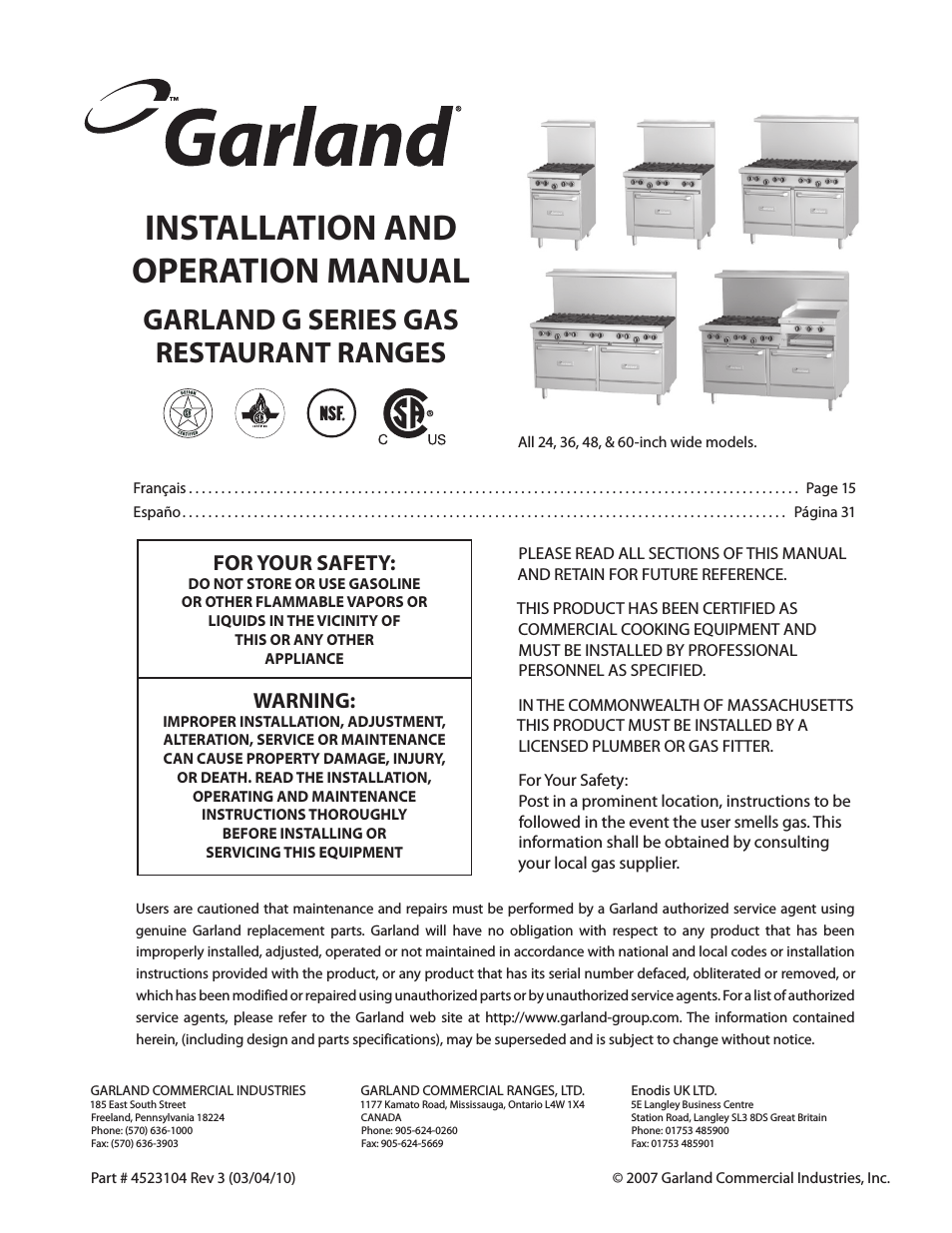 G SERIES GAS RESTAURANT RANGES