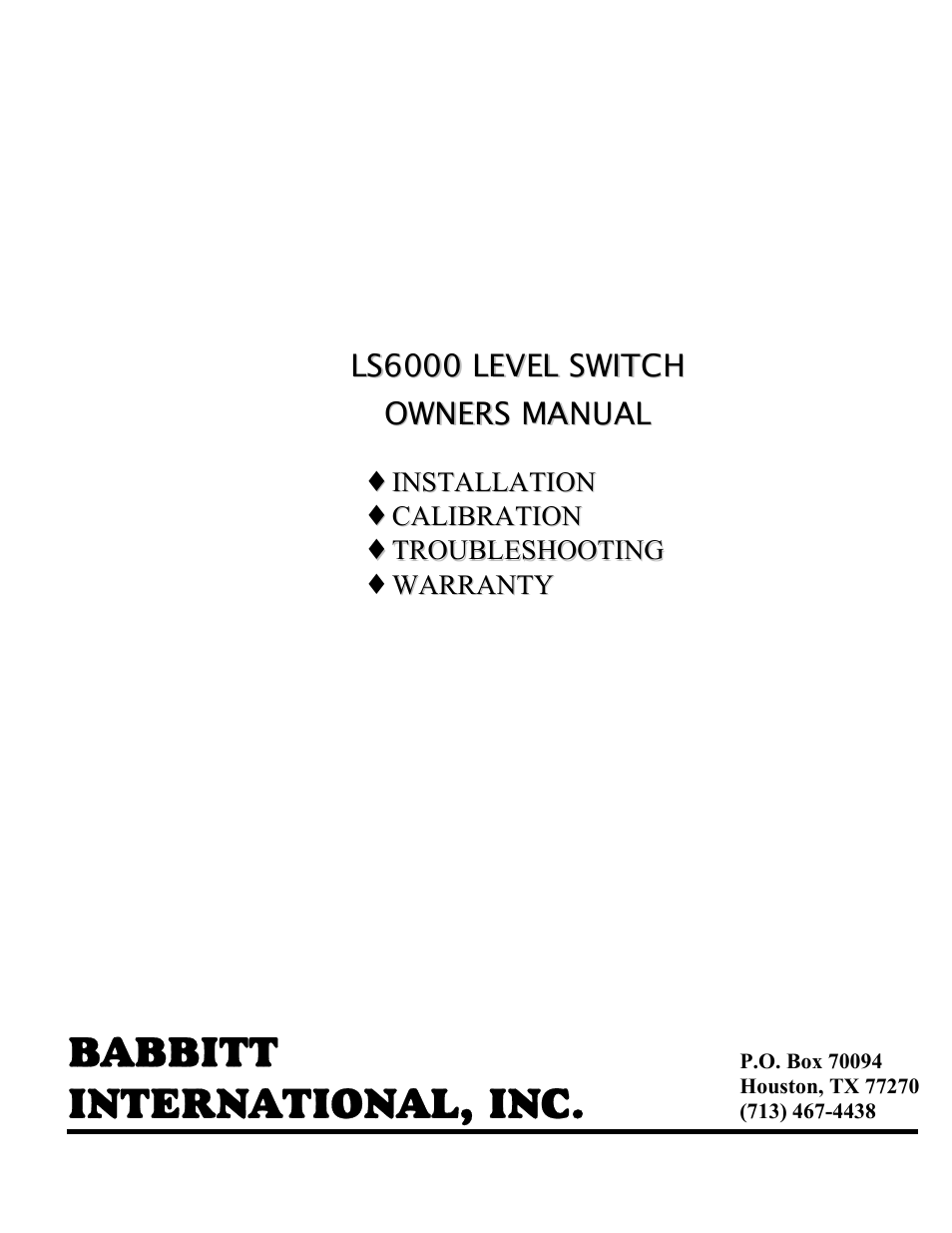 LS6000 Basic Features Sensor