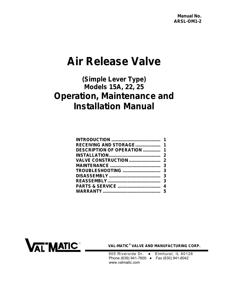 22 Air Release Valve (Simple Lever Type)