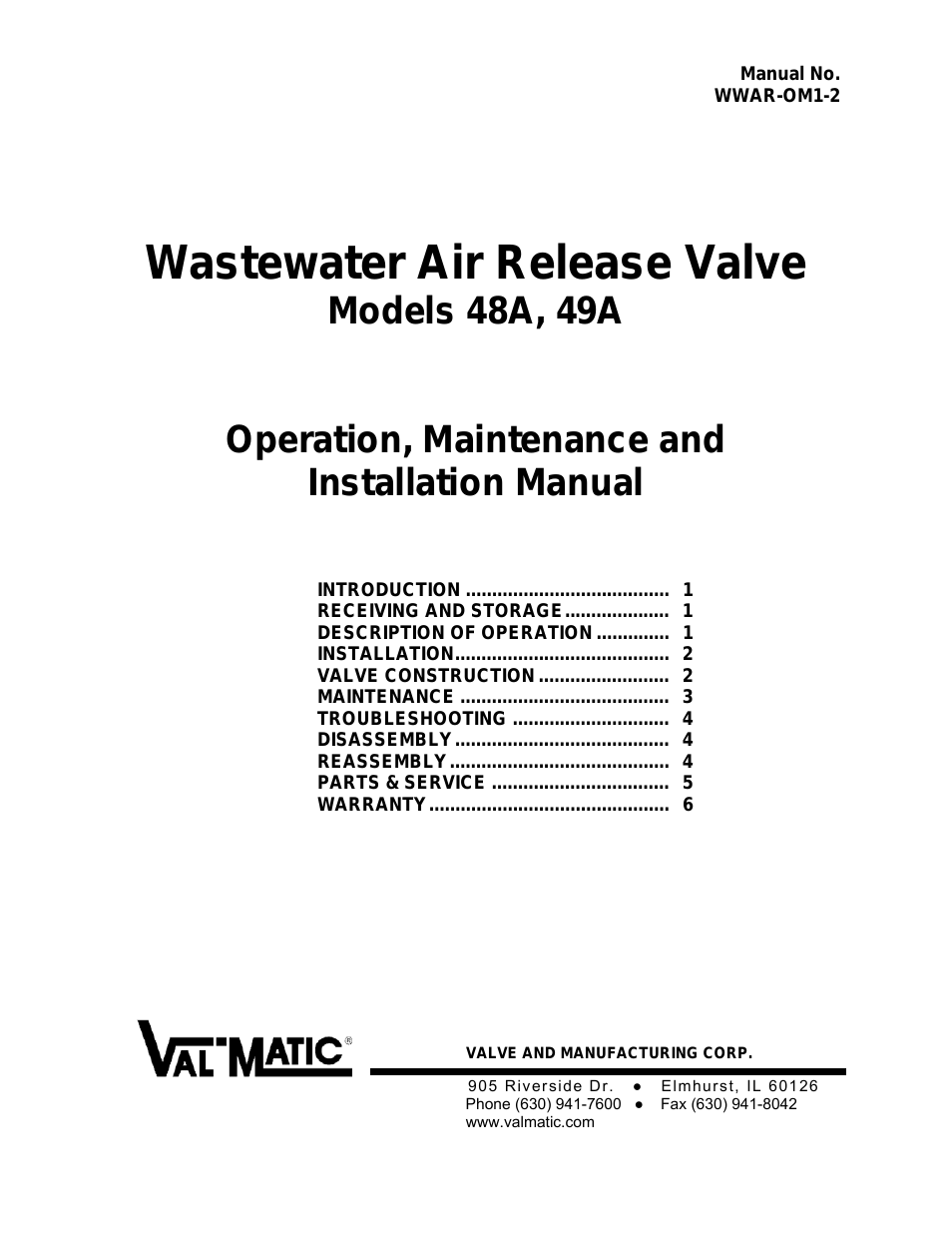 49A Wastewater Air Release Valve
