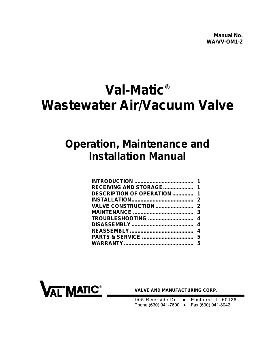 Wastewater Air/Vacuum Valve