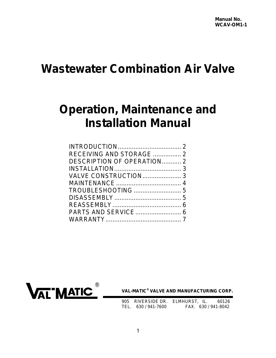 Wastewater Combination Air Valve