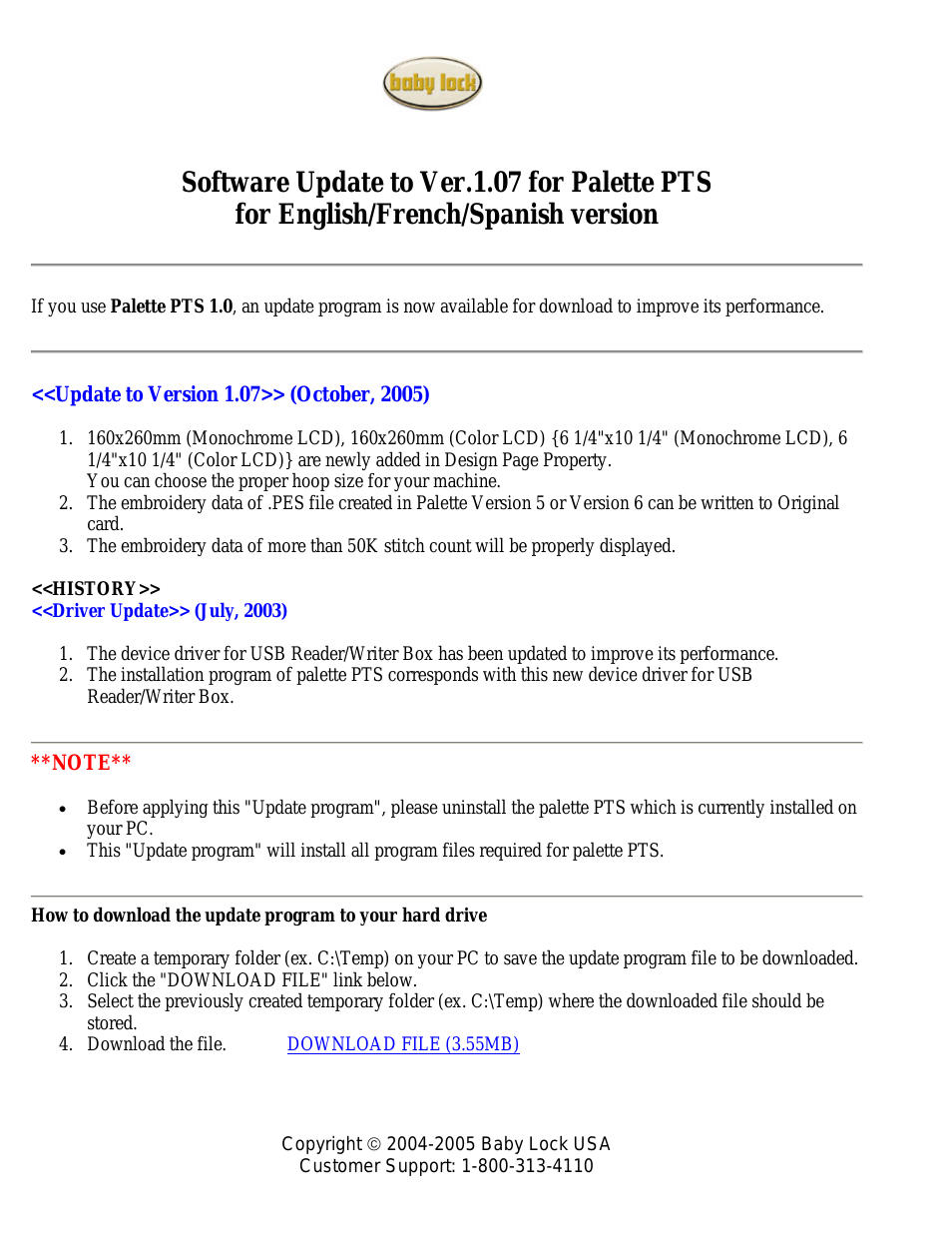 Palette 5.61 (ф) Update For Windows XP/2000 Instructions