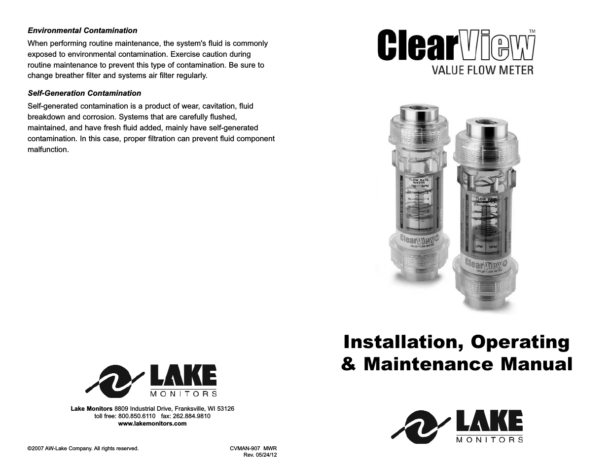 ClearView H2O Flow Meter (Polycarbonate)