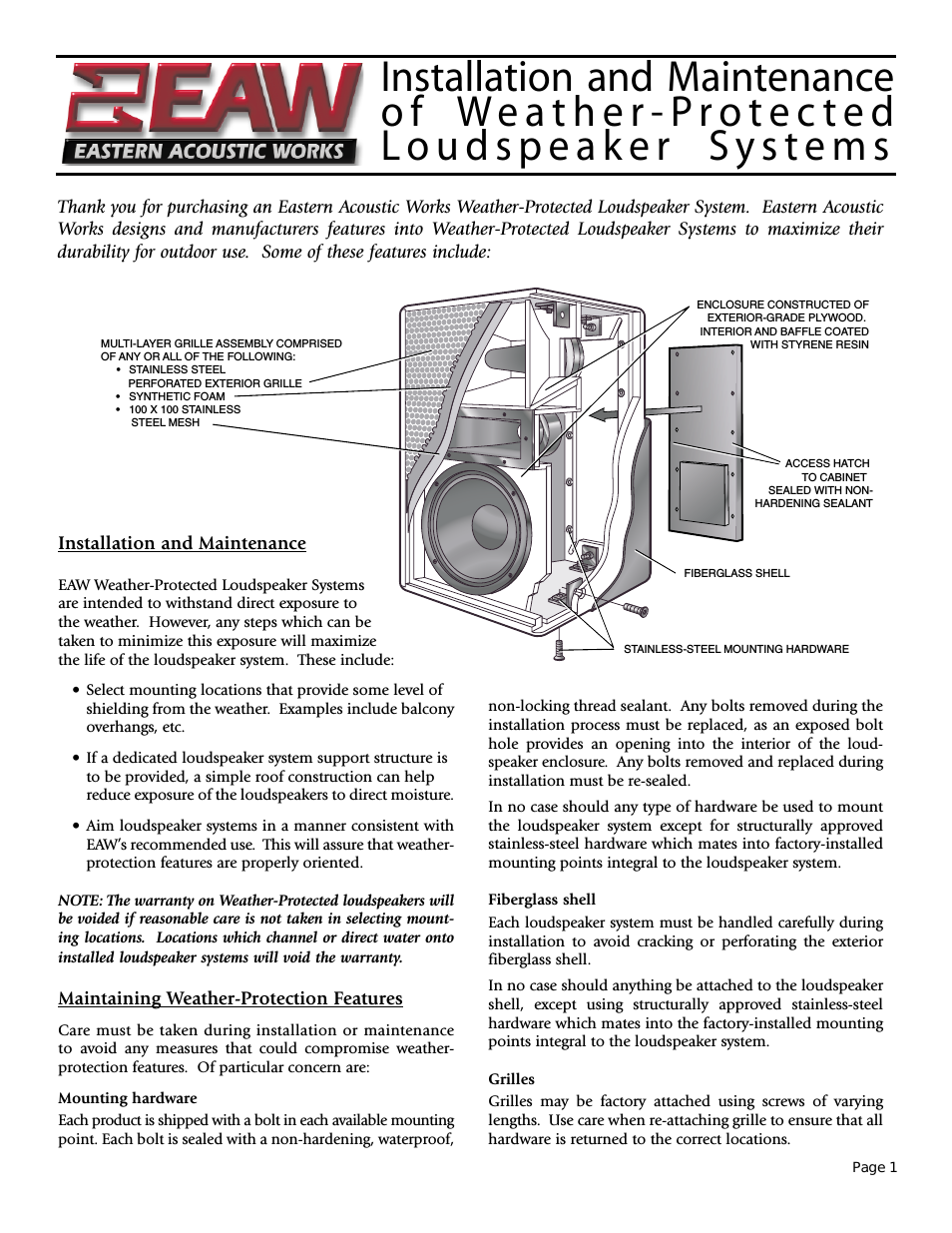 Weather-Protected Loudspeaker System