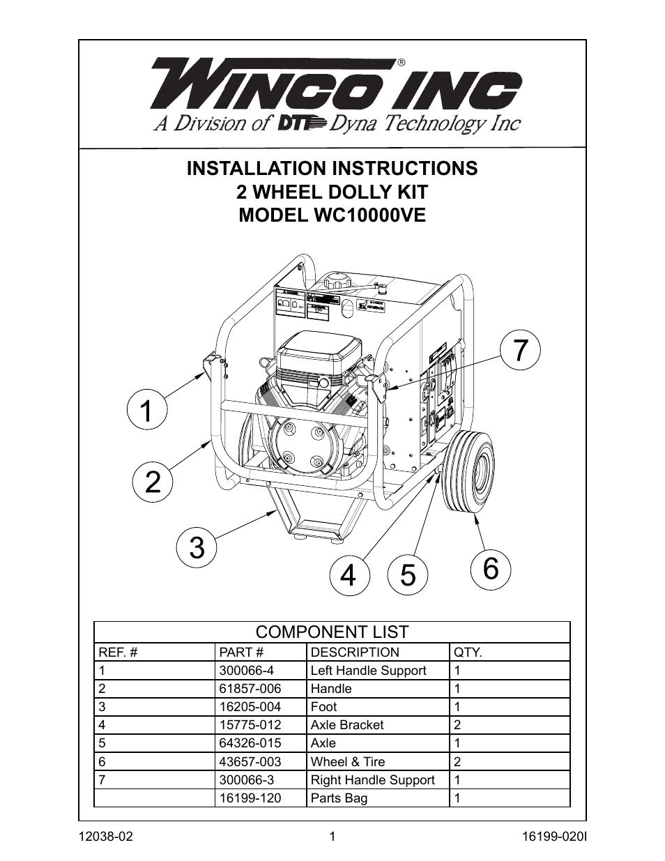 WC10000VE Dolly Kit Assembly Instructions