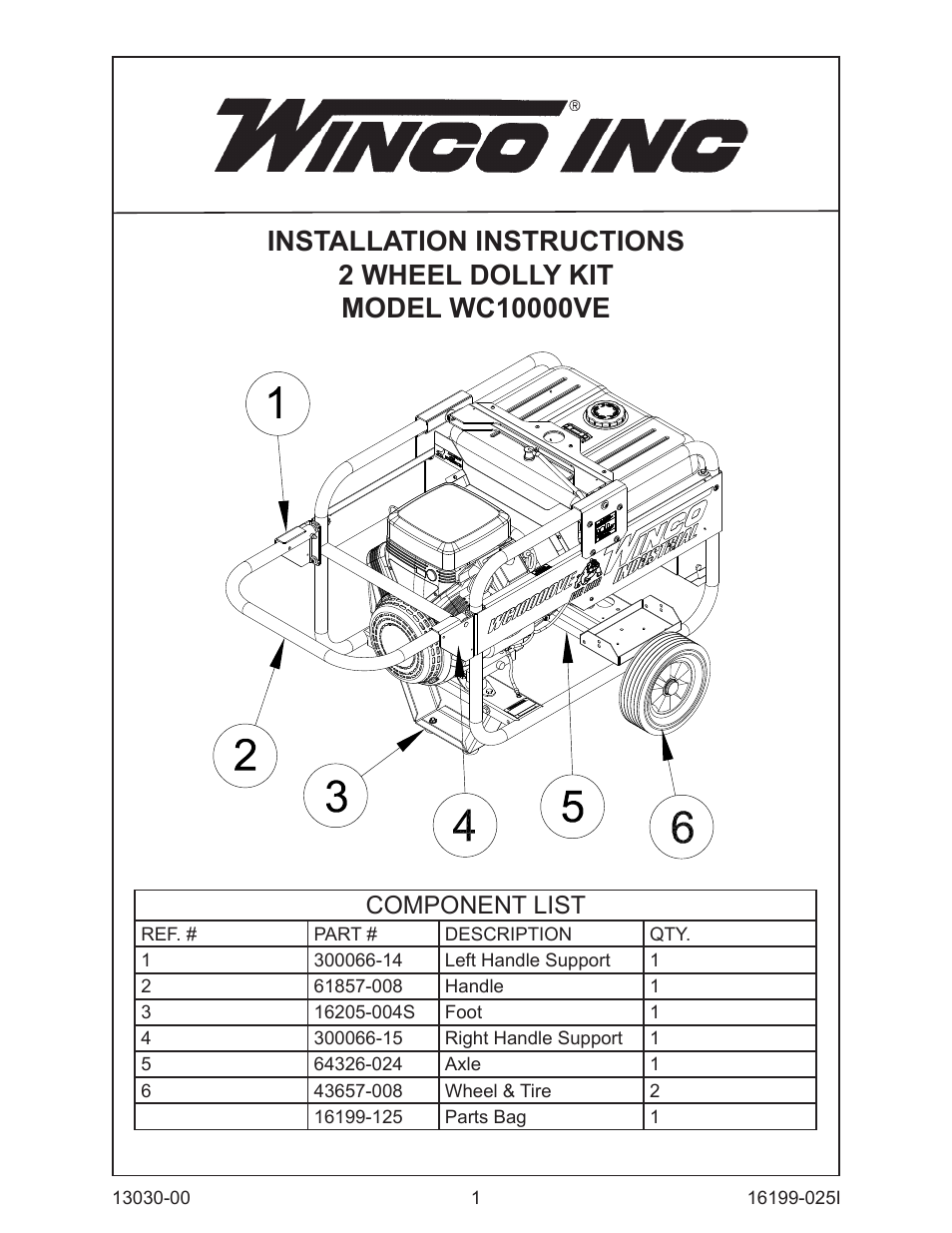 WC10000VE/E Dolly Kit Assembly Instructions