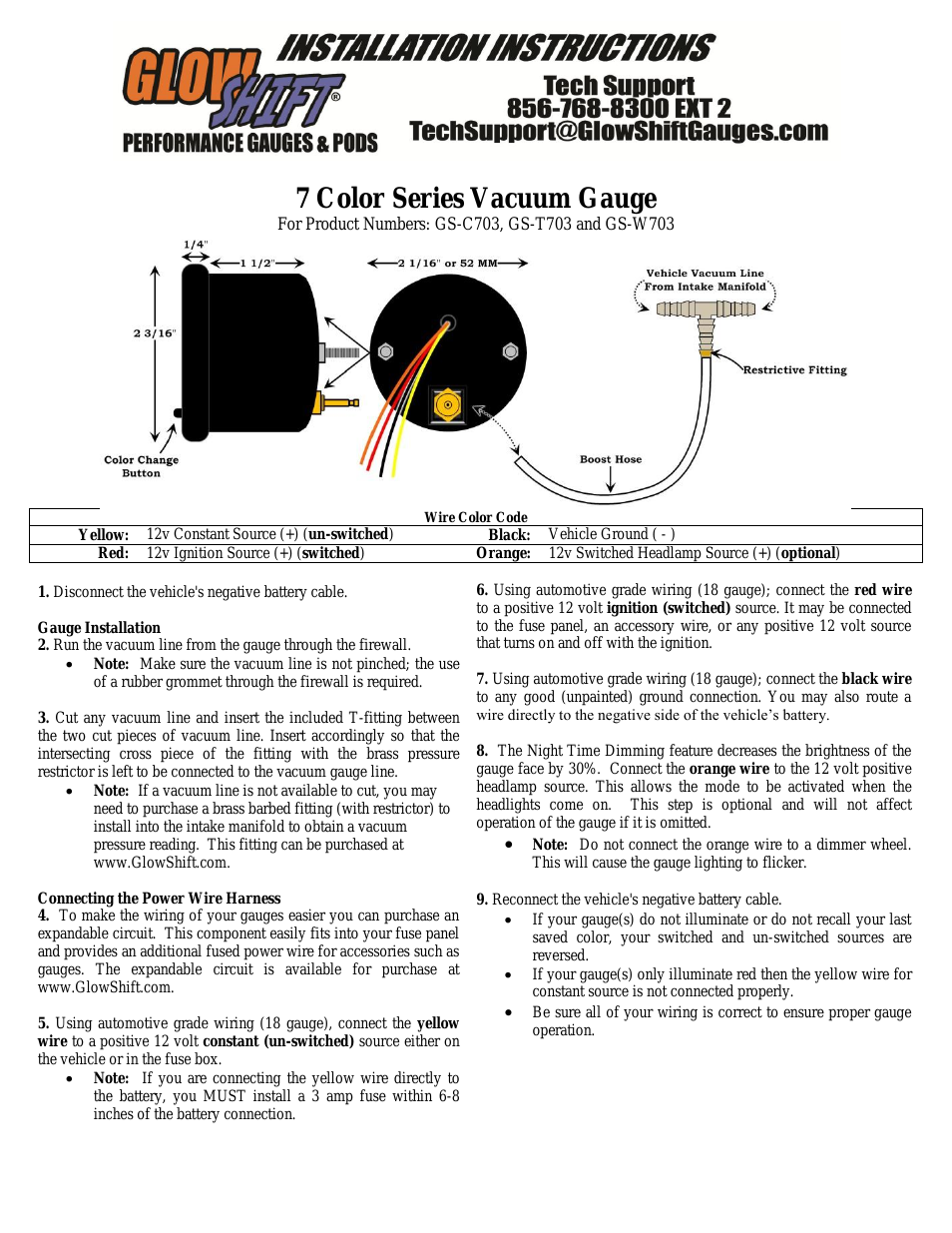 7 Color Series Vacuum Gauge