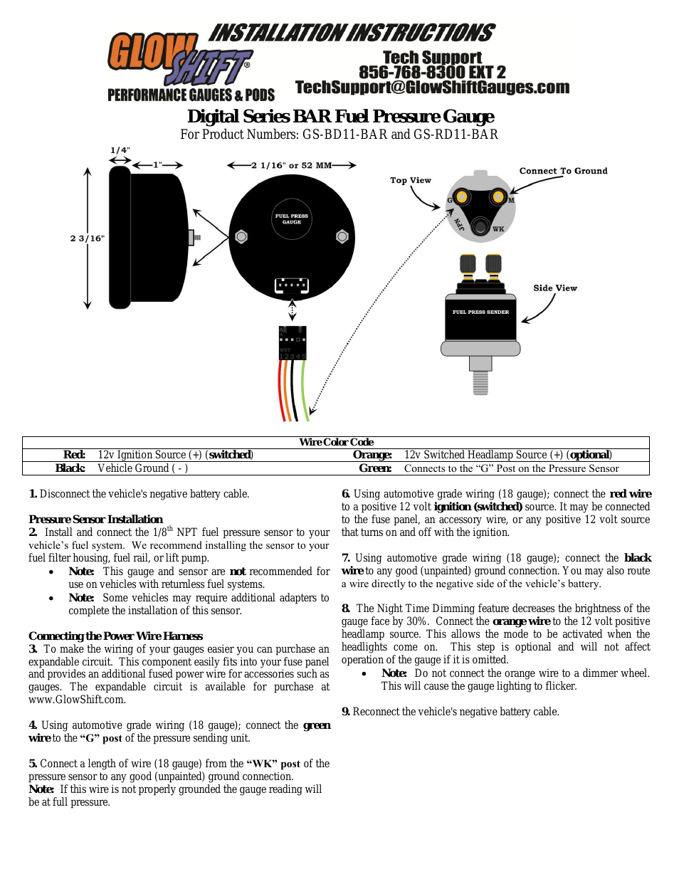 Digital Series BAR Fuel Pressure Gauge