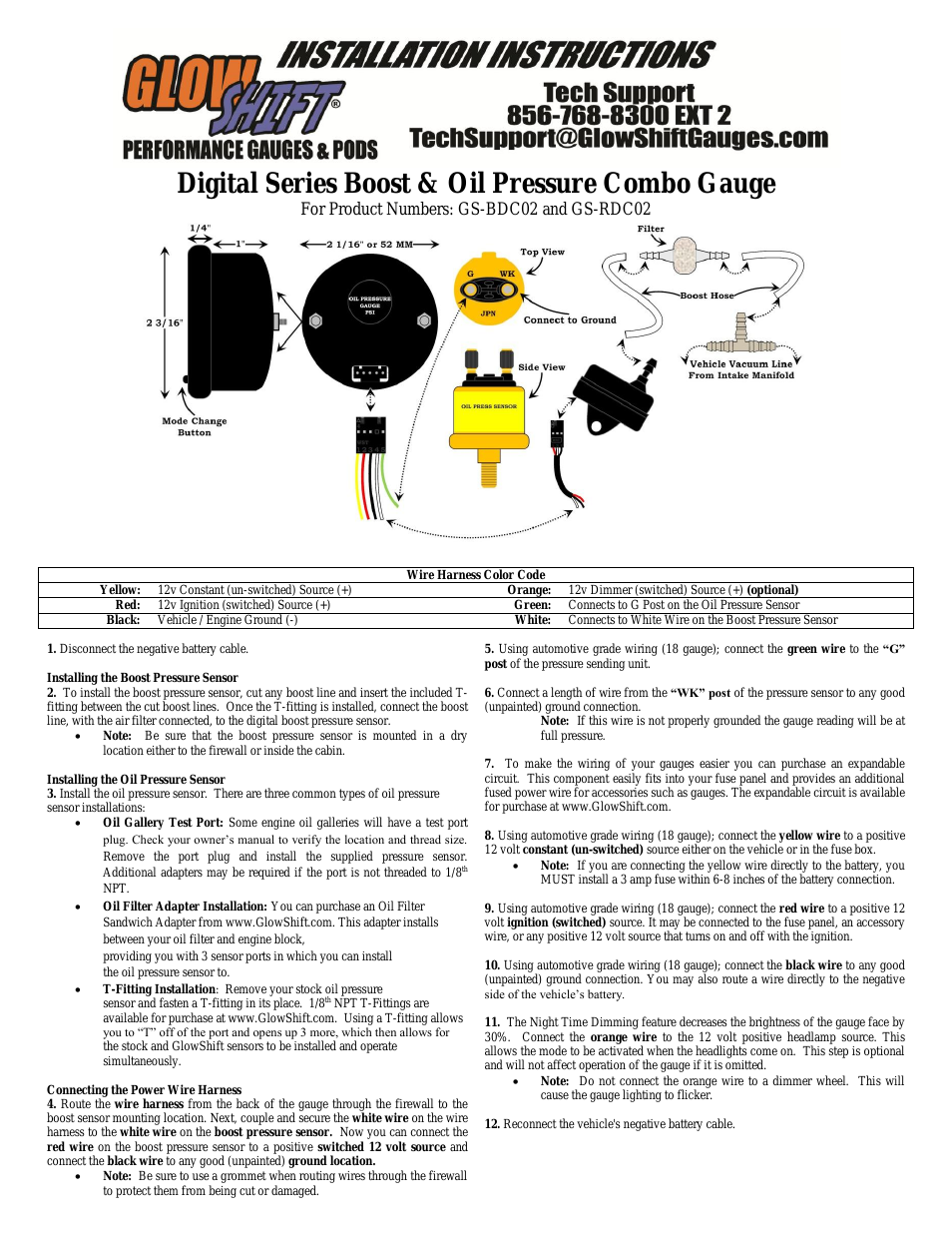 Digital Series Boost & Oil Pressure Combo Gauge