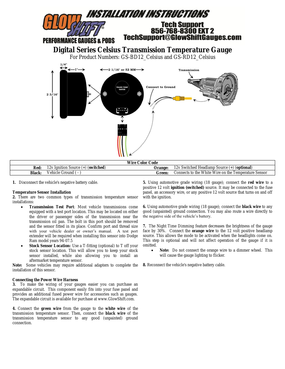 Digital Series Celsius Transmission Temperature Gauge