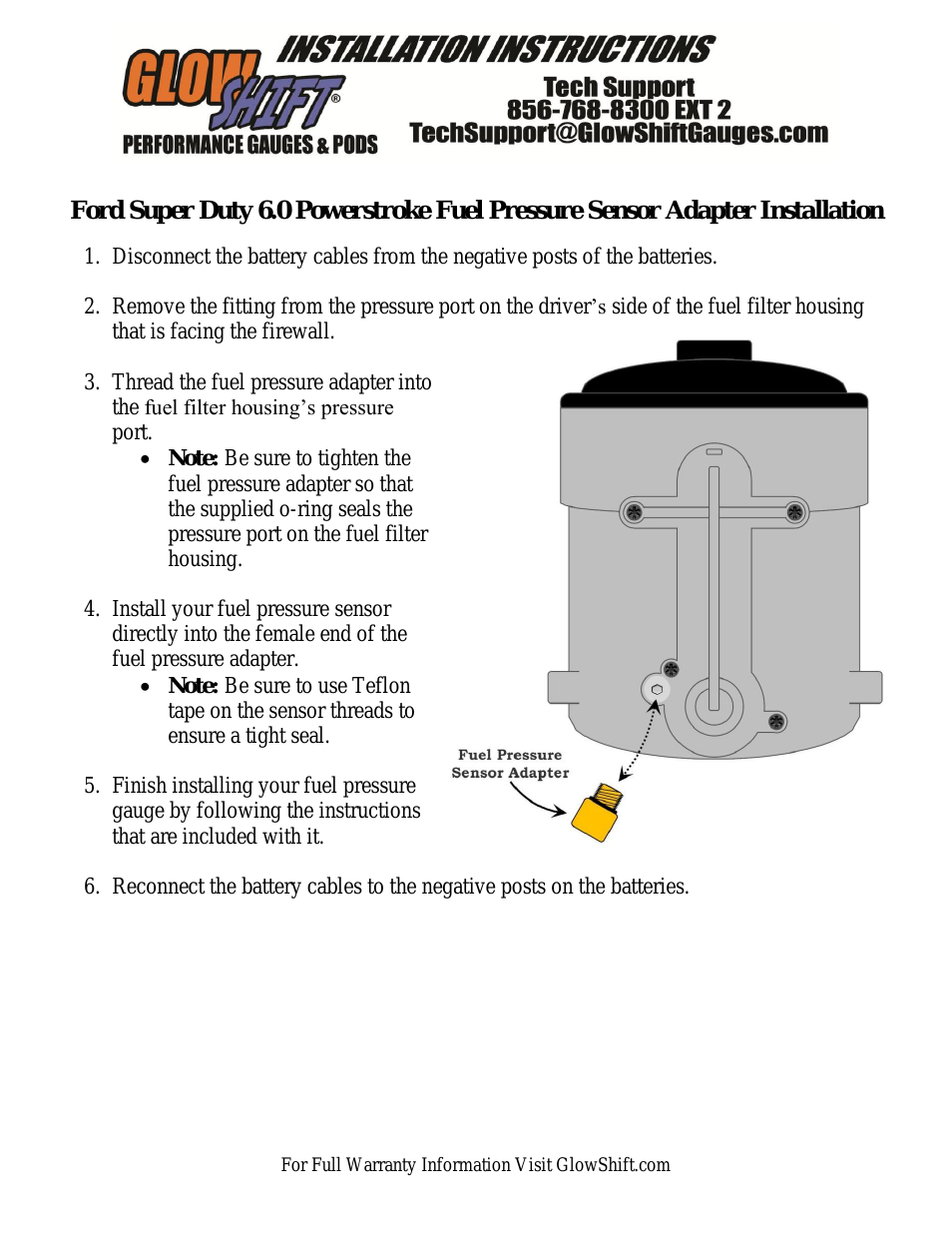 Ford Super Duty 6.0 Powerstroke Fuel Pressure Sensor Adapter