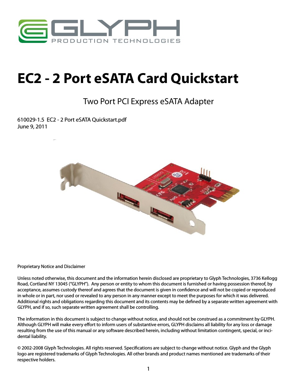 EC2 - 2 Port eSATA Card