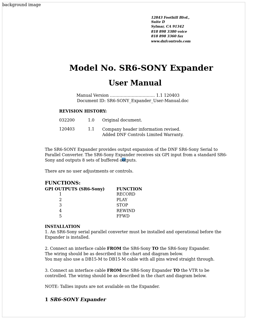 SR6-SONY Expander